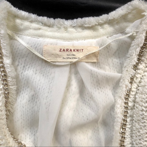 Zara Knit Jacket Sweater With Chiffon & Open Back - Picture 3 of 8